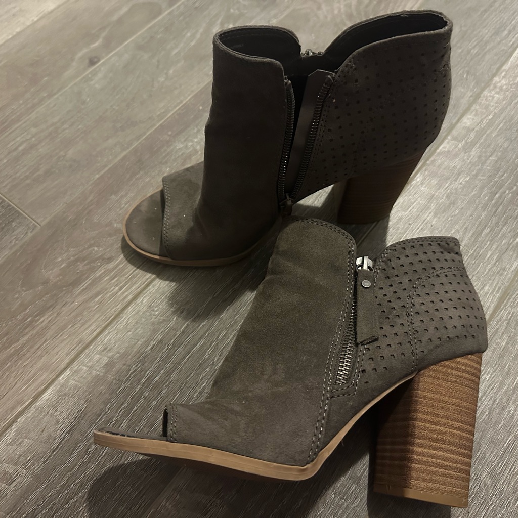 Gray Open Toe Boots